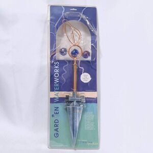 Garden Waterworks Dancing Sprinklers‎ Butterfly Blue Glass Gem Yard Art NIB
